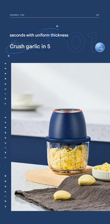 Electric Mini Garlic Chopper with Glass Bowl - USB Rechargeable, 6 Blades, Large Capacity(green)