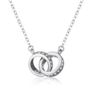 2pc Elegant Interlocking Rings Pendant Necklace with Zirconia Accents - Copper Base, Minimalist Jewelry(platinum)