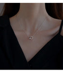 2pc Elegant Interlocking Rings Pendant Necklace with Zirconia Accents - Copper Base, Minimalist Jewelry(platinum)