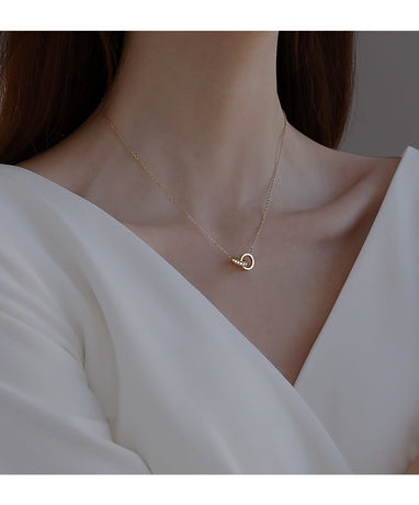 2pc Elegant Interlocking Rings Pendant Necklace with Zirconia Accents - Copper Base, Minimalist Jewelry(platinum)