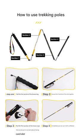 Ultralight Carbon Fiber Foldable Trail Running & Hiking Pole(yellow  Recommended height range 165-175cm)