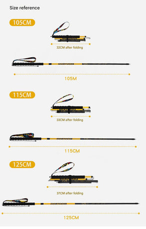 Ultralight Carbon Fiber Foldable Trail Running & Hiking Pole(yellow  Recommended height range 165-175cm)