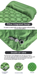 2pc Ultralight Inflatable Camping Sleeping Mat with Integrated Pillow - Waterproof 40D Nylon TPU(Navy Blue)