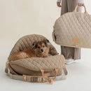 Luxury Quilted 2-in-1 Pet Travel Carrier & Car Booster Seat for Small Dogs(Blue-gray)
