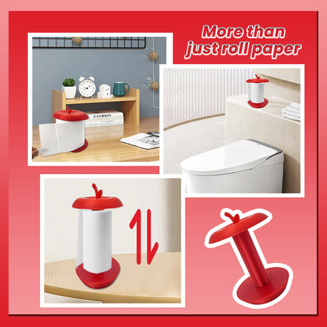 Apple-Shaped Adjustable Tissue Roll Holder - Fun & Practical Desktop Paper Towel Stand(red)