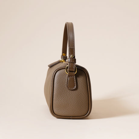 Genuine Leather Boston Bag - Mini Barrel Crossbody & Top Handle Purse(black)