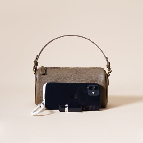Genuine Leather Boston Bag - Mini Barrel Crossbody & Top Handle Purse(white)