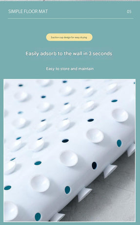 Non-Slip PVC Bath & Shower Mat with Suction Cups and Drainage Holes - Cartoon Ocean Theme(Blue Whale)