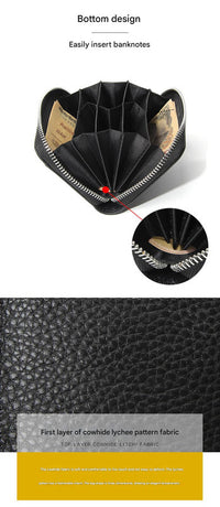Genuine Leather RFID Blocking Accordion Card Holder & Coin Purse - Large Capacity Zip Wallet(blue)