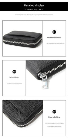 Genuine Leather RFID Blocking Accordion Card Holder & Coin Purse - Large Capacity Zip Wallet(green)