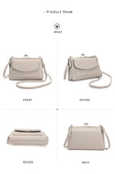 Taupe Women's Vintage Kiss Lock Crossbody Bag - PU Leather Clutch Purse with Detachable Strap