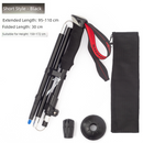 Short Black Ultralight Foldable Hiking Pole - Adjustable Aluminium Trekking Stick with EVA Grip for Outdoor Walking & Climbing
