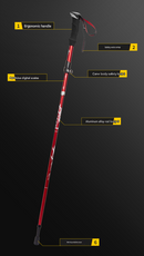 Short Black Ultralight Foldable Hiking Pole - Adjustable Aluminium Trekking Stick with EVA Grip for Outdoor Walking & Climbing