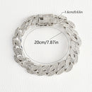 Silver 16mm Iced Out Cuban Link Bracelet - Heavy Paved Rhinestone Hip Hop Chain for Men