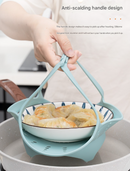 Large Blue Flexible Silicone Steamer Basket with Heat-Resistant Handles - Food-Grade Vegetable Steamer Insert for Pots & Pans