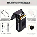 Black Heavy-Duty Tactical Phone Pouch - Multi-Pocket Belt Holster & Utility Waist Bag for Outdoor Work and EDC