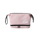 Blue Chic Dual-Compartment Makeup & Toiletry Bag - Large Capacity Travel Organizer with Brush Holder