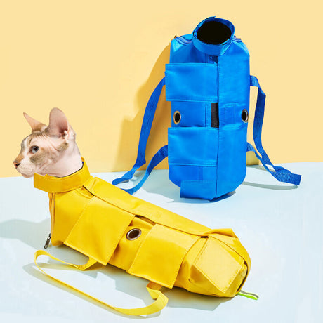 Size S Green Multi-Functional Cat Grooming Bag - Anti-Scratch Restraint Pouch for Nail Trimming and Vet Visits