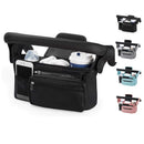 Black Universal Stroller Organiser Caddy with Insulated Cup Holders and Detachable Wristlet