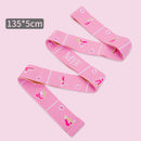 Pink Instructional Yoga Stretch Strap with Embroidered Pose Guide - 11-Loop Flexibility Band