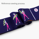 Grey Instructional Yoga Stretch Strap with Embroidered Pose Guide - 11-Loop Flexibility Band