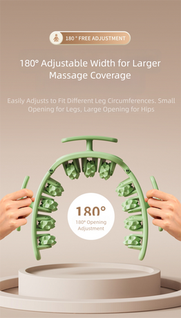 Green Removable Adjustable Wrap-Around Muscle Roller - 11-Wheel Deep Tissue Massager for Legs, Arms & Body