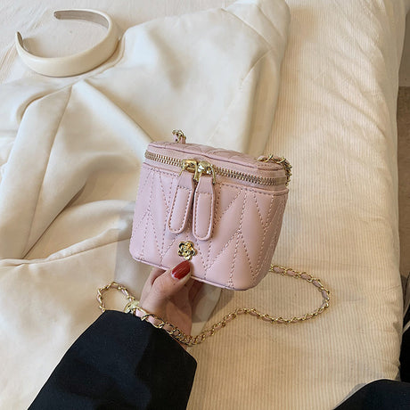 Pink Chic Quilted Mini Box Crossbody Bag - Luxury Style Chain Purse for Women