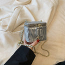 Silver Chic Quilted Mini Box Crossbody Bag - Luxury Style Chain Purse for Women
