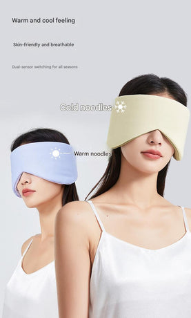 Beige Reversible All-Season Sleep Mask - Cooling & Warming with Sound Muffling Ear Covers Function