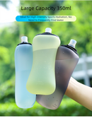 Yellow Collapsible Handheld Running Flask - 350ml Lightweight Silicone Water Bottle with Bite Valve