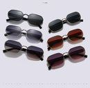 Gold Frame and Black Grey Lenses Modern Retro Geometric Sunglasses - Chic Metal Frame with UV400 Lenses and Black PU Leather Protective Case