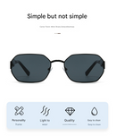 Gold Frame and Brown Lenses Modern Retro Geometric Sunglasses - Chic Metal Frame with UV400 Lenses and Black PU Leather Protective Case