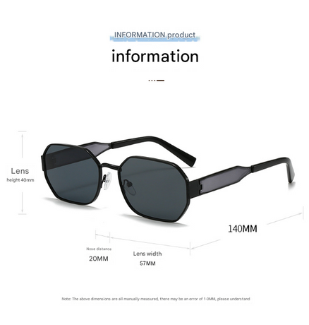 Gold Frame and Grey Lenses Modern Retro Geometric Sunglasses - Chic Metal Frame with UV400 Lenses and Black PU Leather Protective Case
