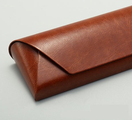 2 Pcs ( 1 Brown + 1 Black ) Vintage Style PU Leather Eyewear Case - Protective Hard Shell with Soft Lining
