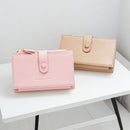 Light Brown Compact Bifold Wallet for Women - High Capacity PU Leather Purse with Zipper Coin Pocket