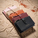 Pink Compact Bifold Wallet for Women - High Capacity PU Leather Purse with Zipper Coin Pocket