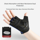 Size M Blue Padded Half-Finger Cycling Gloves - Breathable Shock-Absorbing Workout Gloves for Gym & Fitness