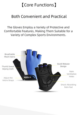 Size XL Black Padded Half-Finger Cycling Gloves - Breathable Shock-Absorbing Workout Gloves for Gym & Fitness