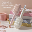 Blue Innovative Self-Cleaning Cushion Hairbrush - Retractable Bristle Detangling & Scalp Massager