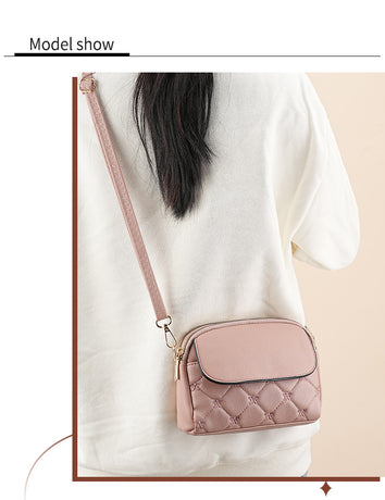Black Chic Quilted Crossbody Bag - Multi-Compartment PU Leather Shoulder Purse