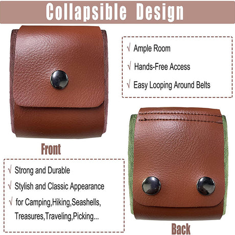 Black Collapsible Canvas Foraging Pouch - Hands-Free Belt Bag for Hiking & Camping Activities