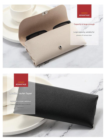Brown Sleek PU Leather Eyeglass Pouch Set (3-Pack) - Slim Protective Case for Sunglasses