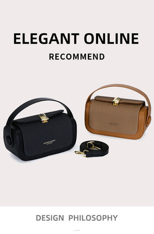 Brown Elegant Top Handle Crossbody Bag - Structured PU Leather Box Purse for Women