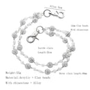 Silver and White Bling Rhinestone Beaded Wallet Chain - Double Layer Hip Hop Trouser Chain Jean Accessory(55g）