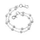 Silver and White Bling Rhinestone Beaded Wallet Chain - Double Layer Hip Hop Trouser Chain Jean Accessory(55g）