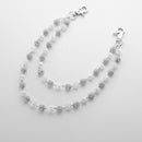 Silver and White Bling Rhinestone Beaded Wallet Chain - Double Layer Hip Hop Trouser Chain Jean Accessory(72g）