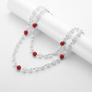 Red and White Bling Rhinestone Beaded Wallet Chain - Double Layer Hip Hop Trouser Chain Jean Accessory(45g）