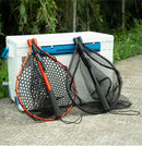 Red High Strength Large Landing Net - Fishing Net with Foldable Handle and Soft Rubber Netting, Dip Net for Fishing, Ideal for Boat, Pier, River Angling