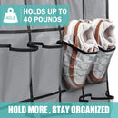 Black Over the Door Shoe Organizer with 24 Mesh Pockets - Space Saving Hanging Storage for Shoes, Accessories, Pantry