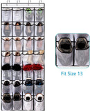 White Over the Door Shoe Organizer with 24 Mesh Pockets - Space Saving Hanging Storage for Shoes, Accessories, Pantry